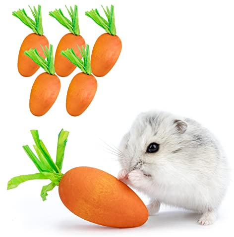 Niteangel Hamster-Kau- und Deko-Spielzeug – für syrische Zwerghamster, Rennmäuse, Mäuse, Lemming Degu oder andere kleine Haustiere (Karottenform, 6 Stück)