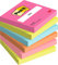 Post-it Notes Poptimistic Collection, Packung mit 6 Blöcken, 100 Blatt pro Block, 76 mm x 76 mm, Pink, Grün, Blau, Orange - Selbstklebende Notizzettel für Notizen, To-Do-Listen und Erinnerungen
