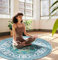 LaiEr Große runde Yogamatte für Übungen, Premium, extra dick, ultrabequem, rutschfest, kreisförmige Meditationsmatte (140 cm x 140 cm x 3,5 mm) Pattern F