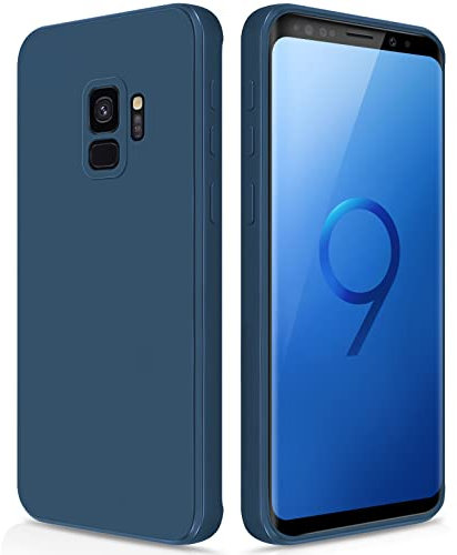 GiiYoon Hülle Kompatibel mit Samsung Galaxy S9, Hochwertiges Liquid Silicone Case, Rundumschutz Handyhülle, Kratzfestes Weiches Mikrofaserfutter- Blau