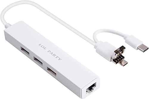 USB HUB Android ethernet Adapter for Laptop/Google Chrome/Samsung Tablet, USB-A/Micro USB-B/USB-C OTG