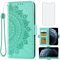 Asuwish Kompatibel mit iPhone 11 Pro 5.8 Wallet Case und Panzerglas Displayschutzfolie Kartenhalter Flip Handgelenkschlaufe Ständer Handyhülle für iPhone11pro iPhone11 i XI 11s 1pro Frauen Grün