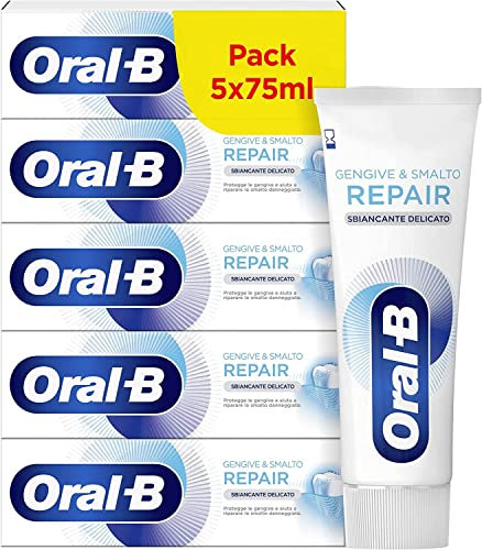 Oral-B Dentifricio Professional Gengive & Smalto Pro-Repair Sbiancante Delicato. Confezione Da 5 Dentifrici