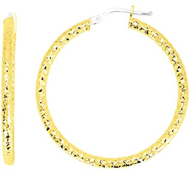 18k Weißgold Creolen Ohrringe - Dicke 2,5 mm - Durchmesser 30 mm - Damen Schmuck 750/1000 Gold