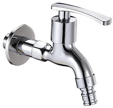 FQYEP Grifos Para Lavadora,Grifo De Lavadora Doble,Grifo Doble SalidaJardin,De Doble Salida Para Lavadora,carrete de cerámica,latón,Grifo Exterior Jardin Doble Salida,Cromo C