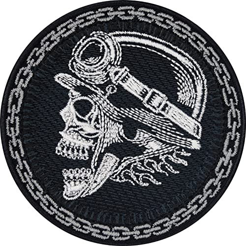 Biker Patches Aufnäher Vintage Motorrad Aufbügler Patch zum aufbügeln/aufnähen | Biker Cafe racer Bild Applikation für alle Stoffe | Motorrad Zubehör Accessoires | 75x75mm