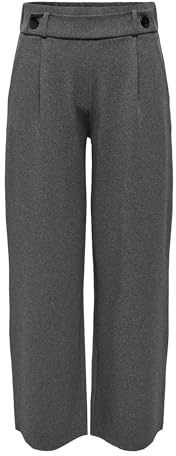 JDY Geggo New Long Pant JRS Noos Femme Pantalon plissé, Mélange de Gris Moyen/Détail : Boutons Noirs, 36