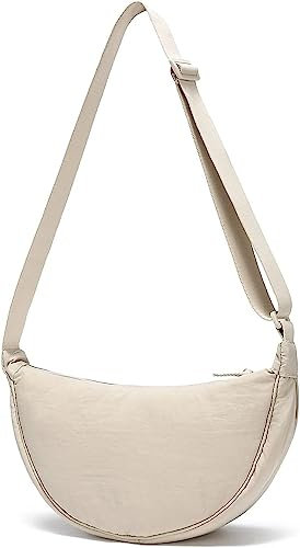 Johiux Half Moon Crossbody Bag Damen,Crossbody Chulterbeutel Damen,Casual Crossbody Bag,Einfarbige Cross Body Bag for Women,Halbmond Schultertasche (Beige)