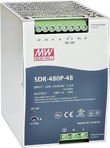 Mean Well SDR-480P-24 480W 24V 20A Single Output Industrial DIN Rail with PFC and Parallel Function SDR-480P