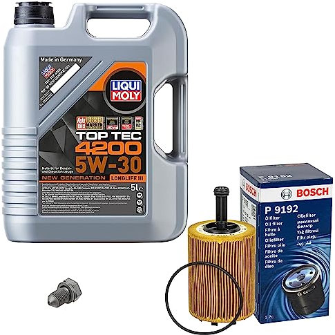 Inspektionspaket Wartungspaket Filterset mit 5 L Motoröl Top Tec 4200 5W-30, Ölfilter, Verschlussschraube