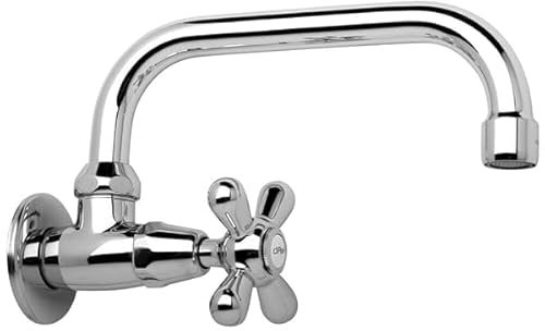 Schläfer 3460310 | Rubinetto a Muro Cucina Stile Vintage, Rubinetto a Parete Acqua Fredda, Attacco a Muro 1/2, Beccuccio Girevole a U 180mm, Ideale per Lavanderia, Finitura Cromo e Argento