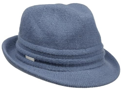 Seeberger Uni Trilby Wollhut Trilbyhut Strickhut Damenhut Damentrilby Wolltrilby Damen - Winter Herbst-Winter - One Size blau