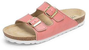 VITAFORM Hautschonend gegerbte Pantolette Damen Rosa - Made in Germany - Sandalen Sommer aus nachhaltig gegerbtem Leder - Auch als Hausschuh geeignet