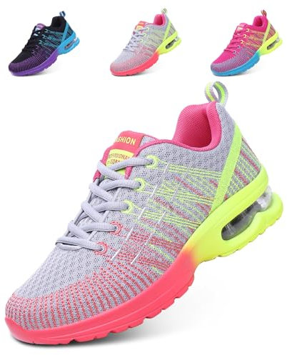 Hitmars Basket Femme Chaussures de Sport Running Sneaker Air Respirant Chaussures de Course Légères Chaussures de Running Fitness Gym Jogging Outdoor Gris EU 38