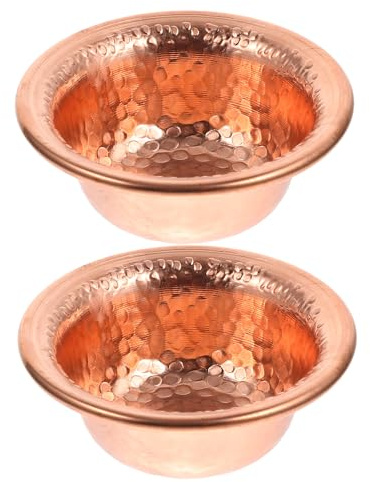 AOKWAWALIY 2pcs Buddhist Cup Copper Offering Bowl Home Decorative Bowl Holy Water Cup Hammered Meditation Dollhouse Decorations Holds Incense Offerings Healing Crystals Water