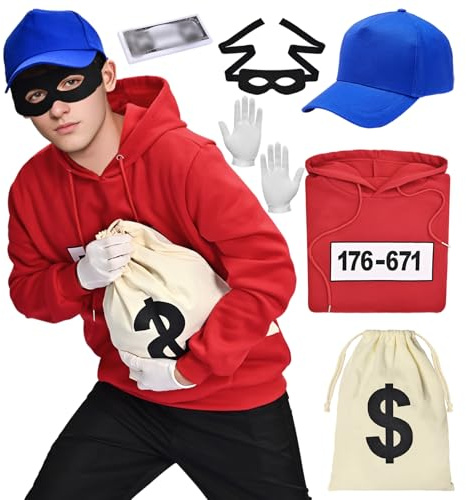 Raveparty Panzerknacke Kostüm, Fasching Kostüm Herren Damen, Räuber Dieb Kostüm, Halloween kostüm, Karneval Kostüm-Outfits, Faschingskostüme damen
