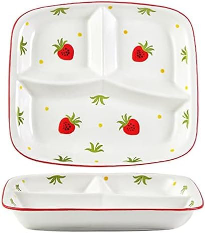 Piatti Divisi, Piatto Creativo Da 10 Con Divisori Per Adulti Piatto Di Dieta Rettangolare In Ceramica Quantitativa Per Riduzione Del Grasso,UN,Enchanting12