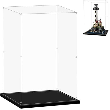 LILIKAKA Vitrine für Lego 21335 motorisierter Leuchtturm, 30 x 30 x 58 cm, schützen Sie Ihre Sammlerstücke vor Staub mit einer transparenten Vitrine