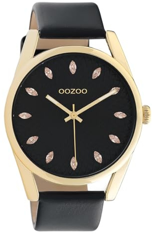 Oozoo Damen Armbanduhr Timepieces Analog Leder schwarz UOC10842 Analoguhr