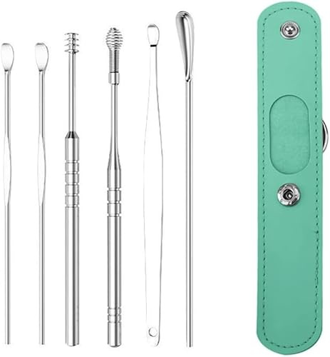 ATLION Ear Cleaning Master Earwax Cleaner Tool Set,The Most Professional Ear Cleaning Master,6PCS Ear Pick Earwax Removal Kit with PU Leather