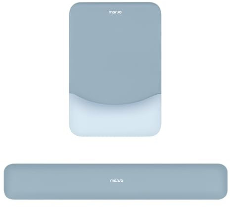 MOSISO Repose-Poignet pour Tapis de Souris&Clavier Set,Ergonomique Mouse Pad Antidérapante Rectangle Domicile/Bureau Soulagement Douleur,Repose Poignet Surélevé Courbé Mousse à Mémoire,Aiguemarine