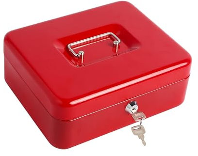 Kippen 10032R2 - Caja de caudales con bandeja monedero color rojo Dimensiones: 200 x 160 x 90 mm.