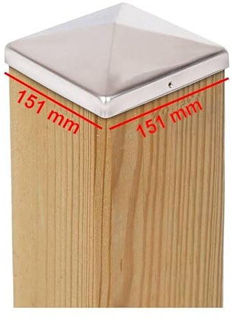 7 x PFOSTENKAPPE PYRAMIDE EDELSTAHL151 x 151 MM