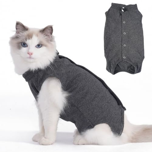 Axcimond Katzenbody Op Leckschutz Katze Body Operation Kastrationsbody Katze Op Body für Katzen Nach Op Kastration Katzenanzug Katzenbekleidung Op Body Katze Halskrause Alternative