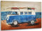 Kobolo Wandbild Wanddeko Metallbild 3D-Bild - BEACH BULLY - XXL - 108x72cm - Bully Bus Motiv
