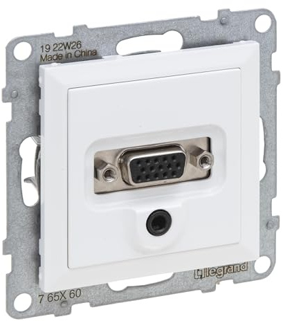 LEGRAND, SEANO HD15 Anschlusseinheit + 3 mm Jack, Einsatz inklusive Abdeckung, Schraubklemmen, Farbe: Ultraweiß, 765160