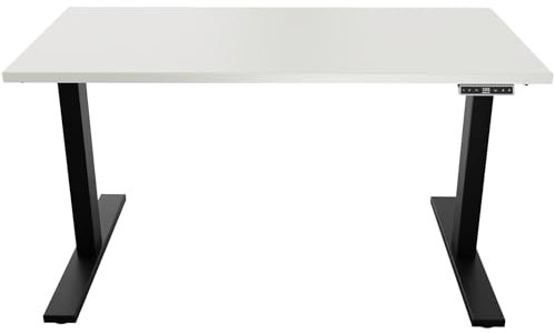 Bisley E-WonderTech elektrisch höhenverstellbarer Schreibtisch 140x80 cm in schwarz/weiß - Elektrischer Tisch höhenverstellbar mit Memory-Funktion