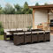 Homgoday 11-TLG. Garten-Essgruppe mit Kissen Gartenmöbel Set Gartenstuhl mit Tisch Balkonmöbel Sitzgruppe Essgruppe für 10 Personen für Garten, Terrasse, Balkon Braun Poly Rattan