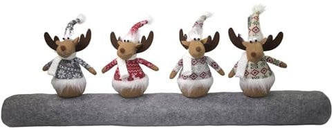 Zugluftstopper für Türen mit 4 Elchen – 90 cm lang, Filz, Türdichtung für Standardtüren, Weihnachtsdesign, Tür Zugluftstopper für Haustür, 25 cm hohe Elche, Deko & Schutz gegen Zugluft