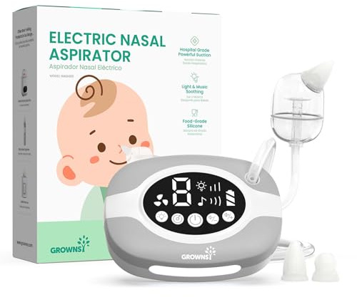GROWNSY Electric Nose Suction for Baby, Hospital-Grade Nasal Aspirator with Night Light,Soothing Lullabies, Baby Nose Sucker with 9 Adjustable Suction Levels