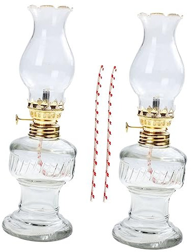 Cabilock 1juego Lámpara De Queroseno Vintage De Vidrio Lámpara De Retro para Decoración del Hogar De Unidades Mechas Incluidas para Mesa y Chimenea