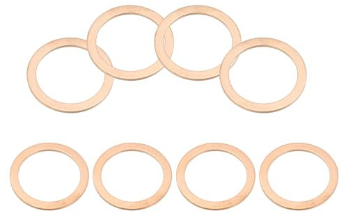 PATIKIL 8 Stück Kupferdichtringe, M27 x 35mm Kupfer Flach Unterlegscheiben, Kupferringe Crush Washer für Schrauben Bolzen