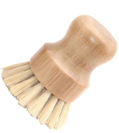 tuwiwol Circular Kitchen Cleaning Brush for Versatile Tasks ABS Washing Kitchen Cleaning Dish Scrub Brush Wooden Handle Pot, sisal