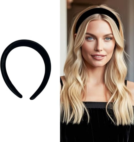 Bottega della Principessa - Serre-tête bombé femme en velours – élégant, confortable, accessoire cheveux (Noir, Taille unique femme)