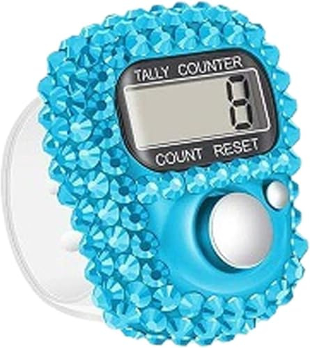 Opemg 1Pc Blu Elettronico Dito Contatore Conteggio Resettabile Mini Contatore Giro per Golf Goods Conteggio Giro Comodo Contatore Clicker Dito, Display Digitale Portatile Contatore Tally Contatore