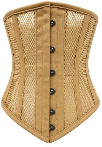 Heavy-Duty Steel Boned Waist Trainer – Women's Underbust Corset for Body Shaping & Tummy Control – Breathable Mesh Waist Shaper for Slimming & Posture Support (Beige, M)