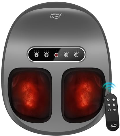 Snailax Foot Massager with Heat, Deep Kneading & Compression Shiatsu Foot Massager, Remote Control, 3 Heating Levels & Mute Setting Fits Size Up to 14 Gifts for Women, Men