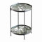 HOMEWINS Mesa auxiliar redonda de metal y cristal, 40 x 55 cm