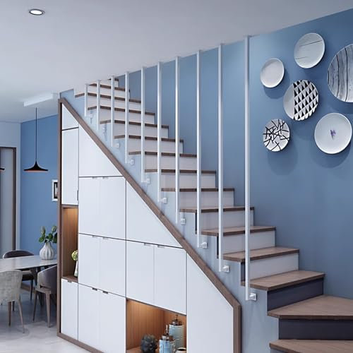 Set di scale moderne ringhiera di transizione in metallo bianco tipo L ringhiera per scale in ferro battuto il per corrimano interni ed esterni (dimensioni: 95 cm)