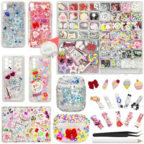 3300 PCS Junk Case Charms Kit, Junk Phone Case Charms,Bow, Letter Beads,Flatback Pearls,Letter Beads, Kawaii Candy, Nail Accessories,Pink Resin Flat Back Charms with Large Charm for DIY Decoration