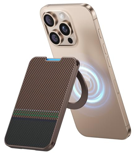 BENKS ArmorGo MagSafe Wallet Ständer, Magnetischer Kartenhalter aus Dupont Kevlar Aramidfaser, Verstellbar & RFID-Blockierend für iPhone 16/15/14/13/12 Serie, Platz für 3 Karten, Prestige