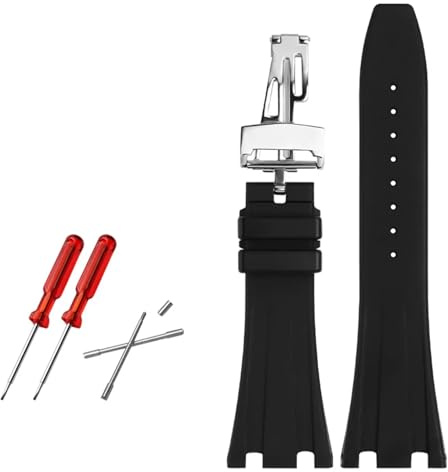 SLCHJX Rubber Uhrengurt 28mm Uhrband für AP 15703 26470 So Royal Oak Offshore Herren Sport Watch Armband