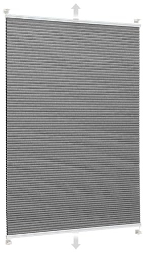 Sekey Wabenplissee Ohne Bohren Verdunkelung Rollo 100% verdunkelnd Blickdicht, Klemmfix, Aluminiumschiene, Grau, 105 x 130cm (BxH)