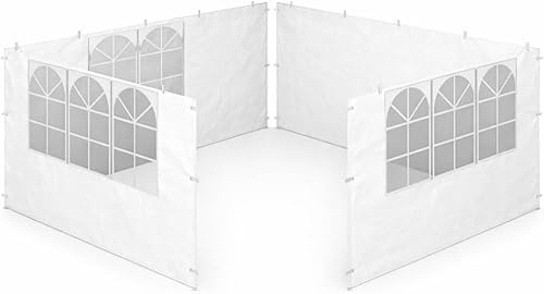 DUPI Set de Paredes Laterales para Carpa 3x3 m | Laterales Impermeables con 3 Ventanas + 1 Panel Cerrado | Cerramiento Perimetral Gazebo | Blanco