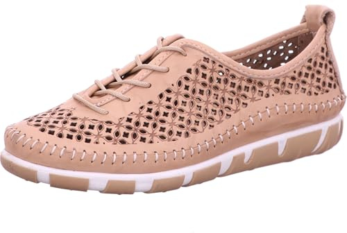 Gemini Damen Schnürschuh perforierter Leder Halbschuh mit Wechselsohle 395438-01, Größe:40 EU, Farbe:Beige