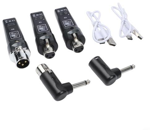 2.4G Wireless XLR Mikrofon System UHF Sender und Empfänger für Dynamische Mikrofone E-Gitarre Bass Audio Mixer PA Anlage 110dB Dynamikbereich 30-50m Reichweite(One and Two)